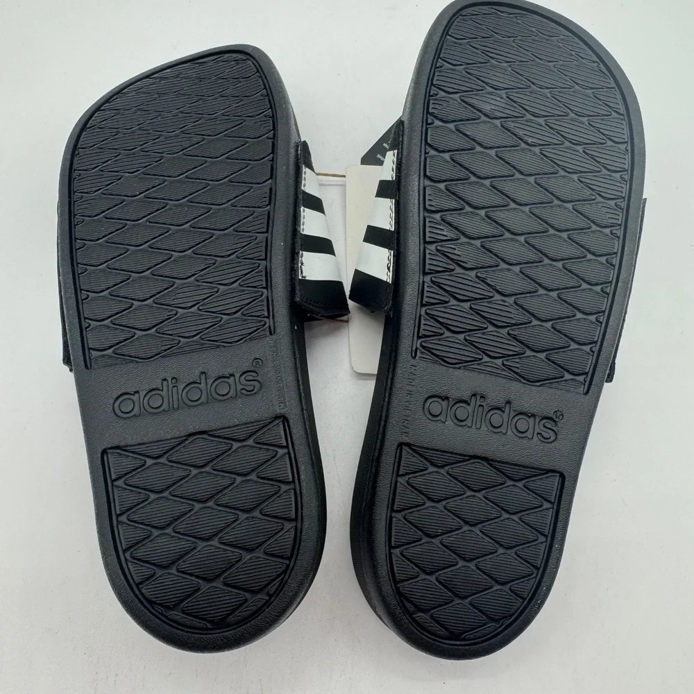 Adidas Adilette Comfort Slides Black White 3-Stripes Unisex US Men's 5 Women's 6